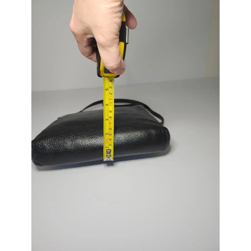 Kate Spade Crossbody Bag Black Leather Gold Tassel Minimalist Pebbled